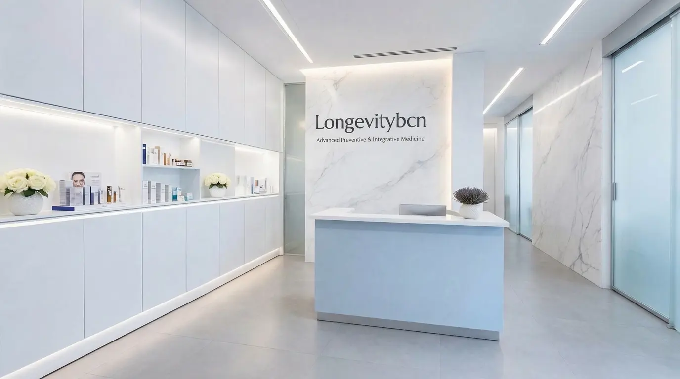 Recepción moderna de clínica Longevitybcn