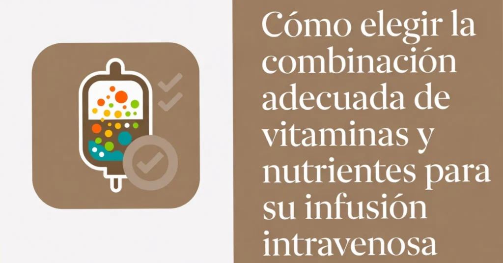 Bolsa de infusión intravenosa con vitaminas ilustradas