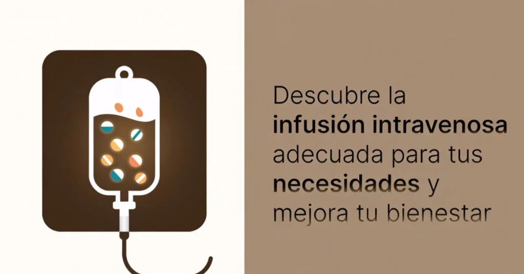 Bolsa de infusión intravenosa con pastillas ilustradas
