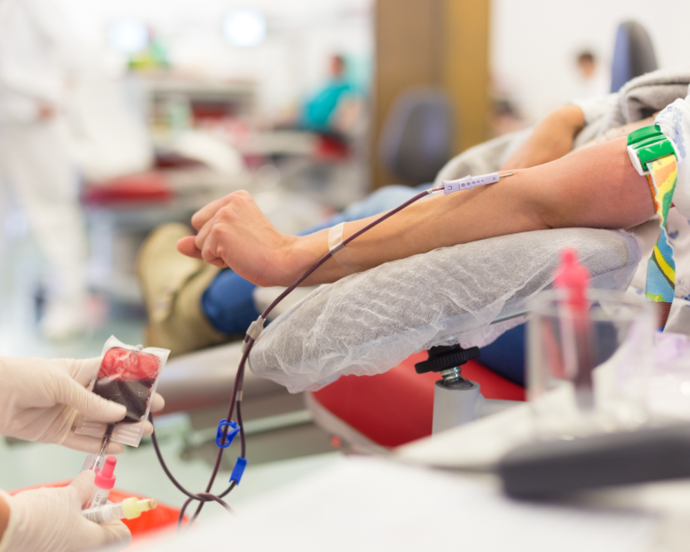 Donación de sangre en proceso