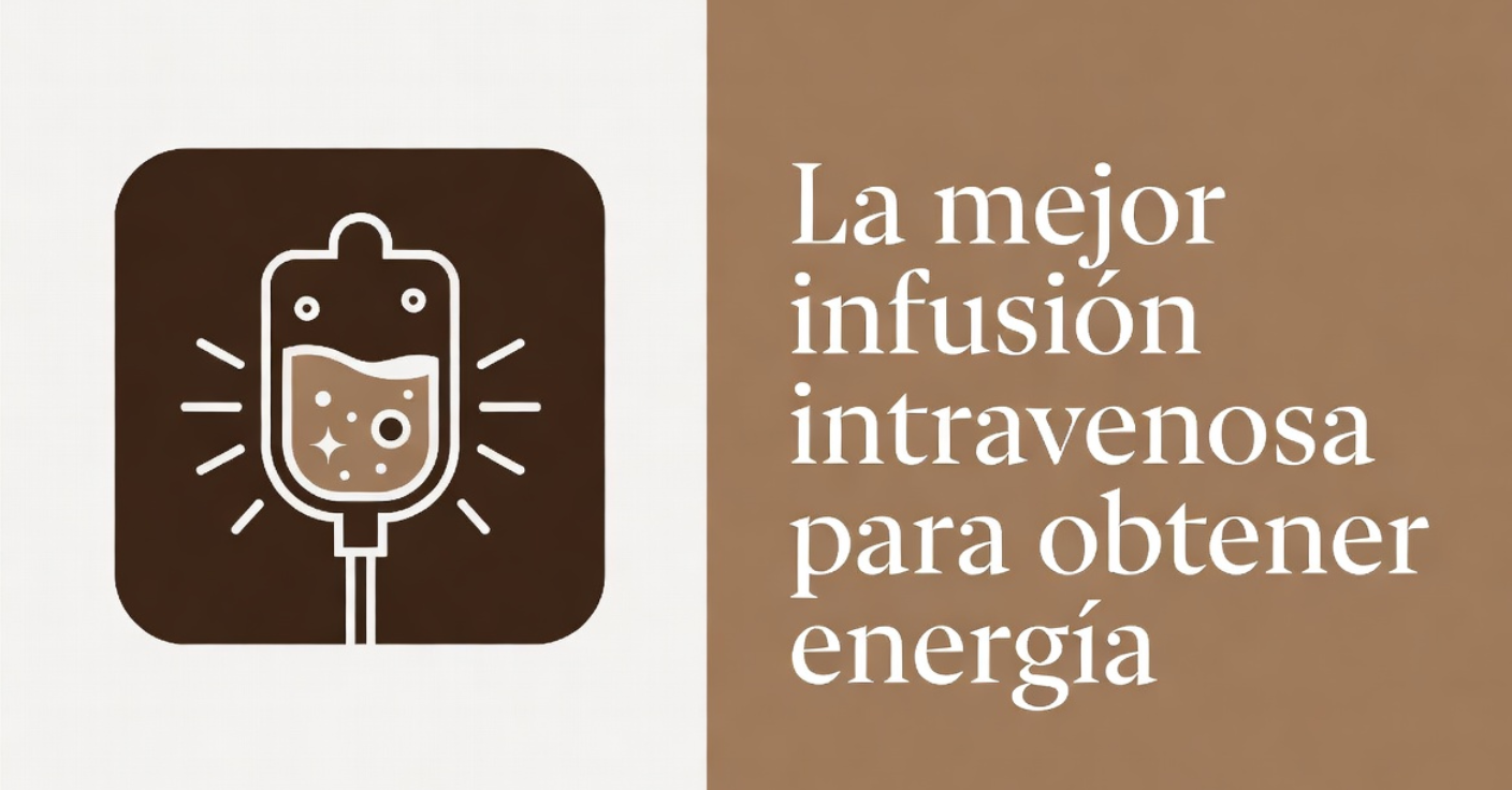 Icono de suero intravenoso con texto promocional