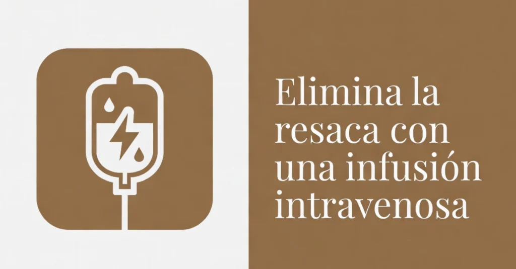 Icono de suero intravenoso con texto promocional