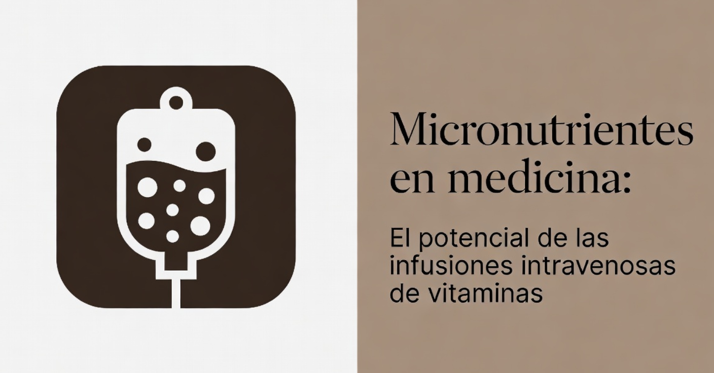 Icono de suero intravenoso con texto sobre micronutrientes