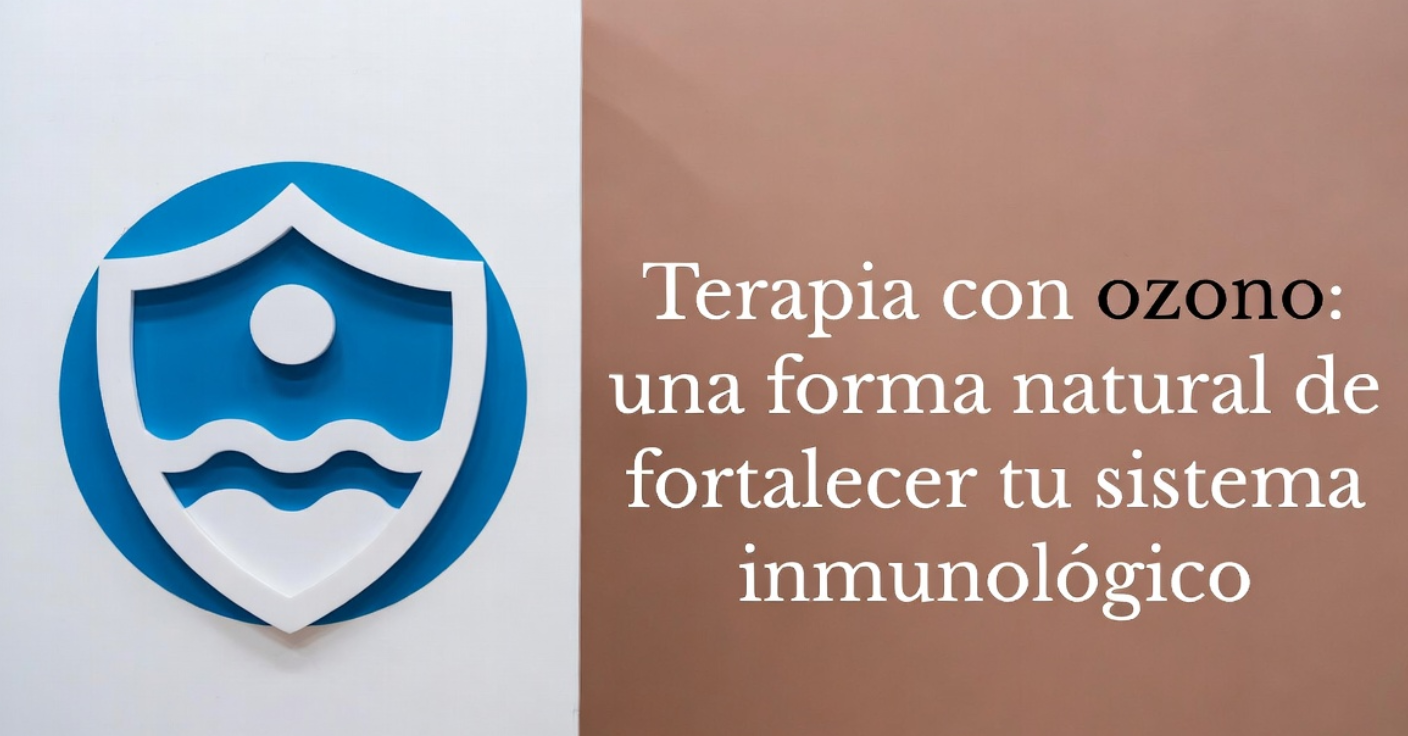 Escudo azul sobre fondo blanco, terapia con ozono