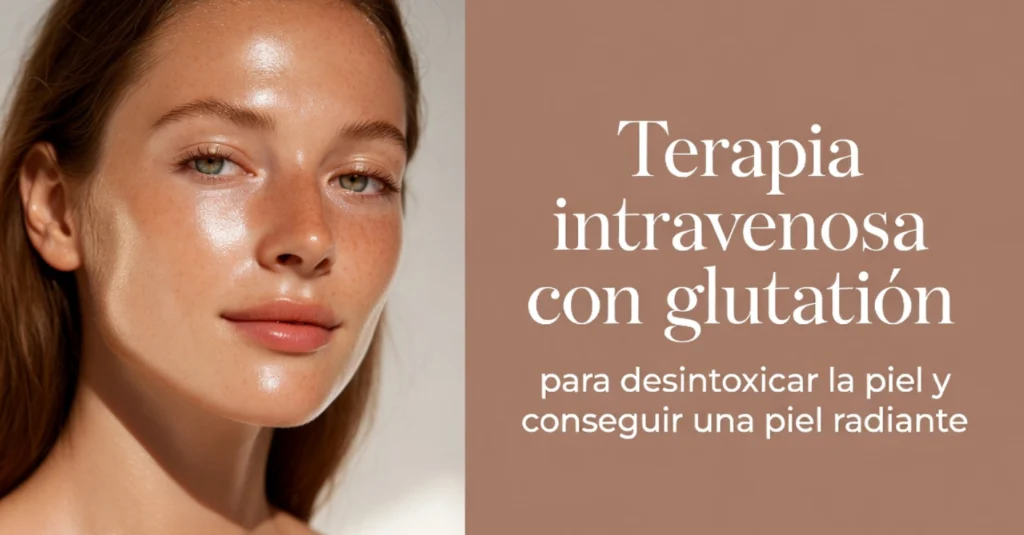 Mujer con piel luminosa y texto terapéutico