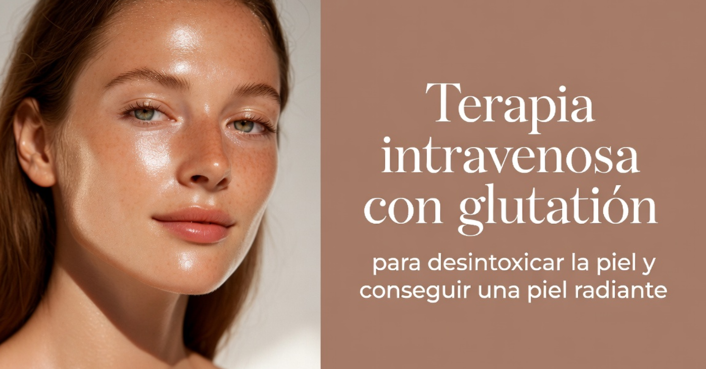 Mujer con piel luminosa y texto terapéutico