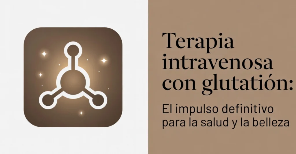 Icono molecular y texto sobre terapia con glutatión