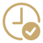 Icono de reloj con verificación
