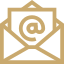 Icono dorado de sobre con arroba