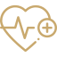Icono de salud con corazón y ritmo cardiaco