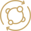 Icono orbital con círculos y flechas
