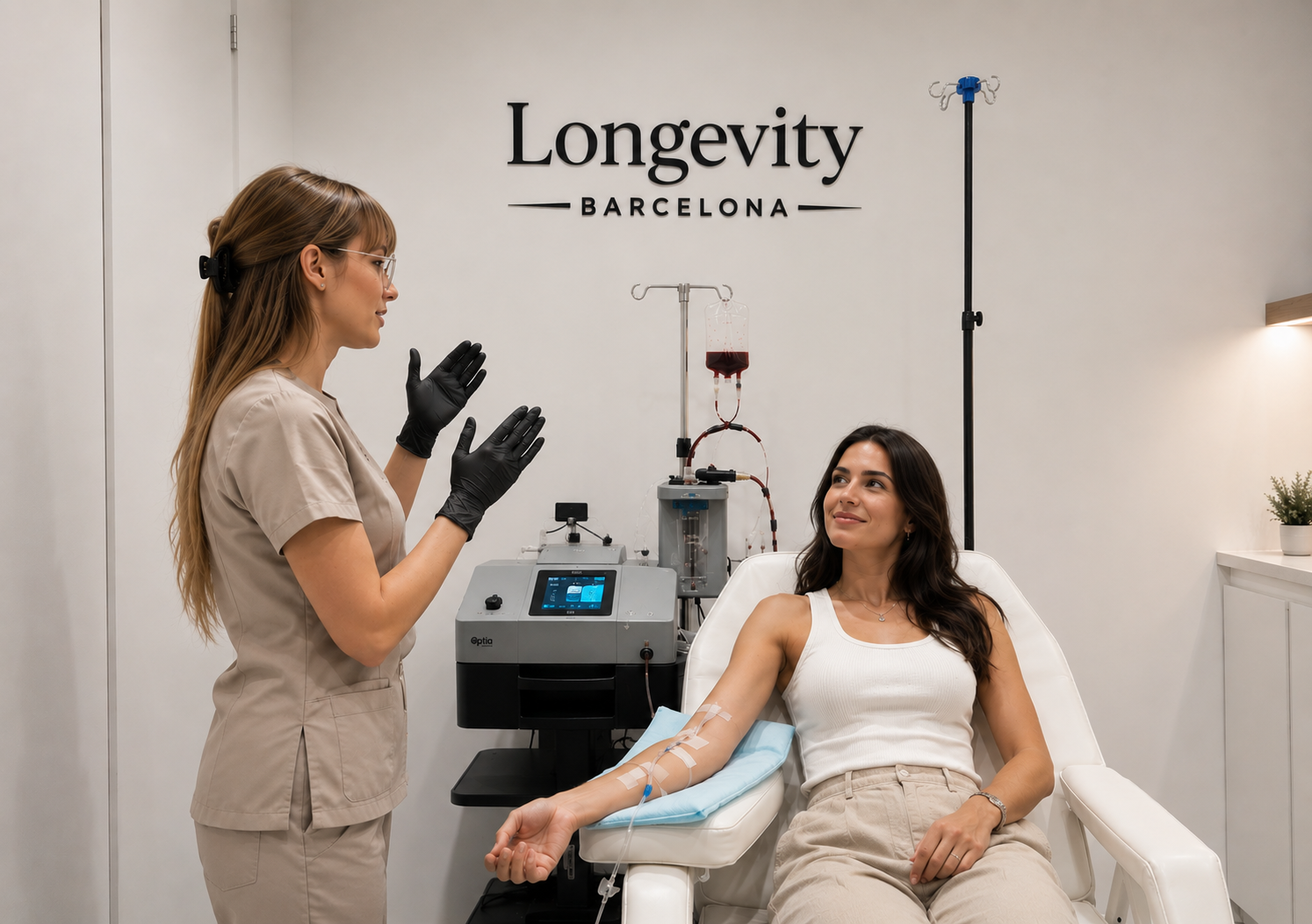 06B46358-2422-4286-8703-97E19343198E Paciente recibiendo terapia intravenosa en clínica médica